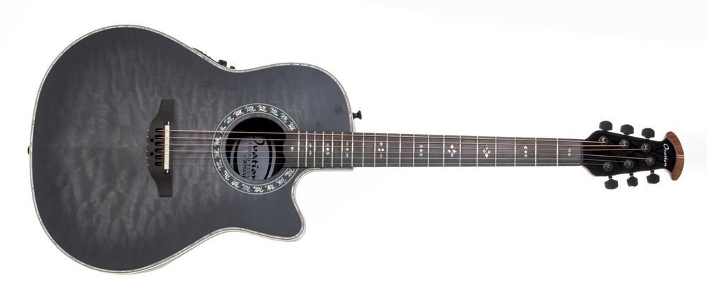 Ovation E-Acoustic Guitar Legend Plus Deep Contour Cutaway Black Satin Quilted