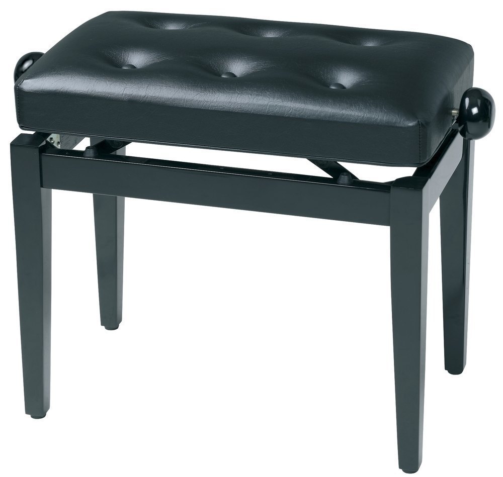 Piano bench Deluxe black high gloss Black cover made of artificial leather