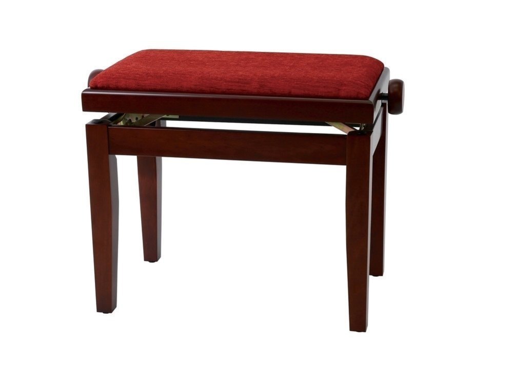 Piano bench Deluxe Mahogany matt Bordeaux cover