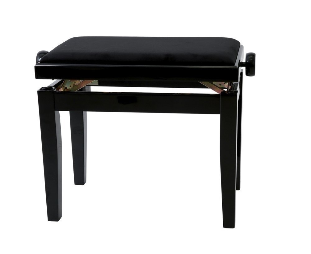 Piano bench Deluxe Black high gloss Black cover