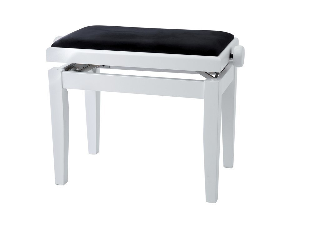 Piano bench Deluxe White matt Black cover