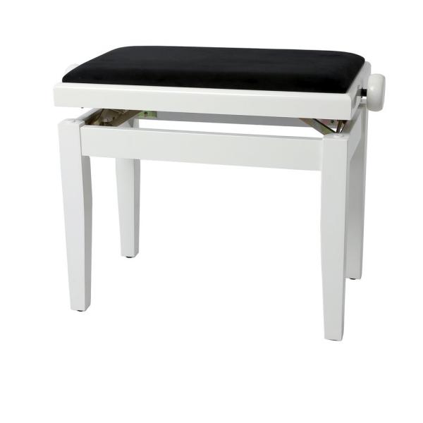 Piano bench Deluxe White high gloss Black cover