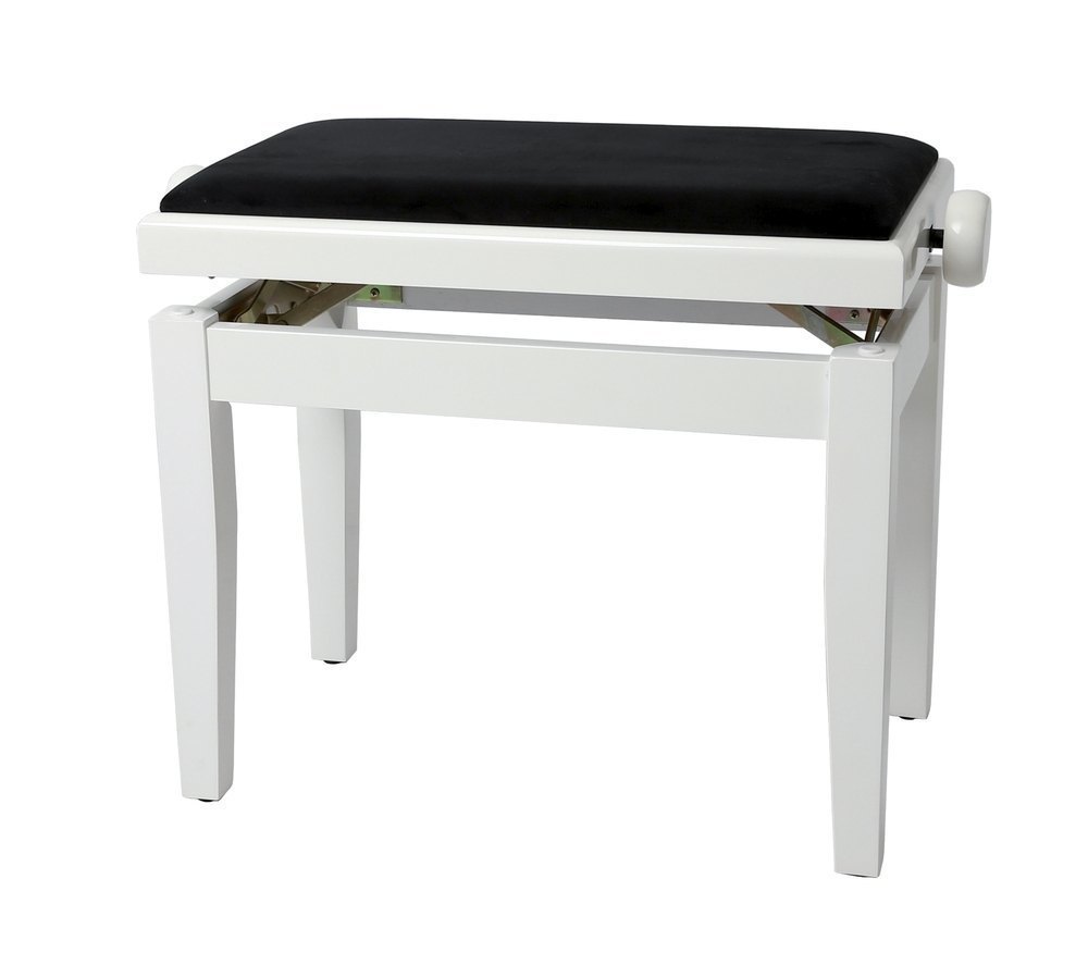 Piano bench Deluxe White high gloss Black cover