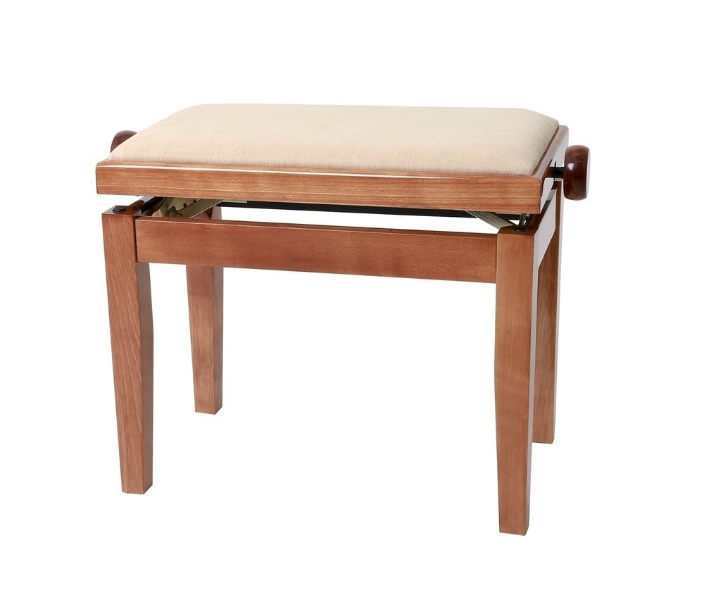 Piano bench Deluxe Cherry tree highgloss Beige cover