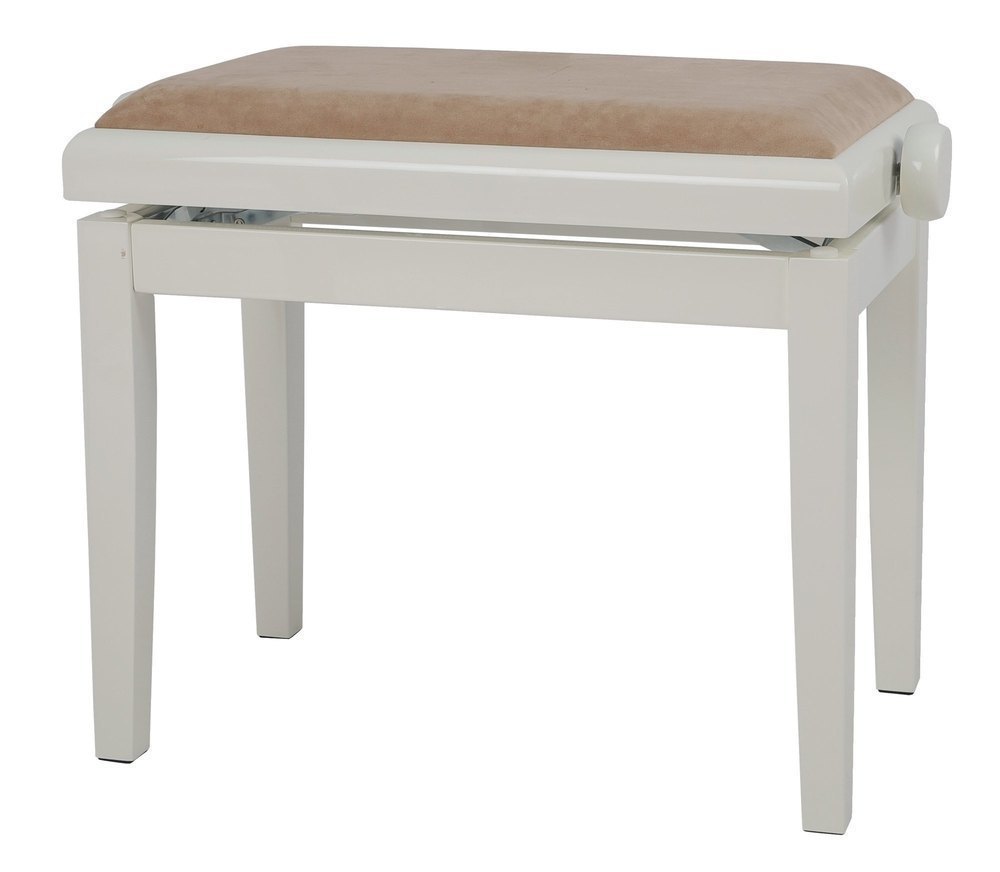 Piano bench Deluxe ebony high gloss Beige cover