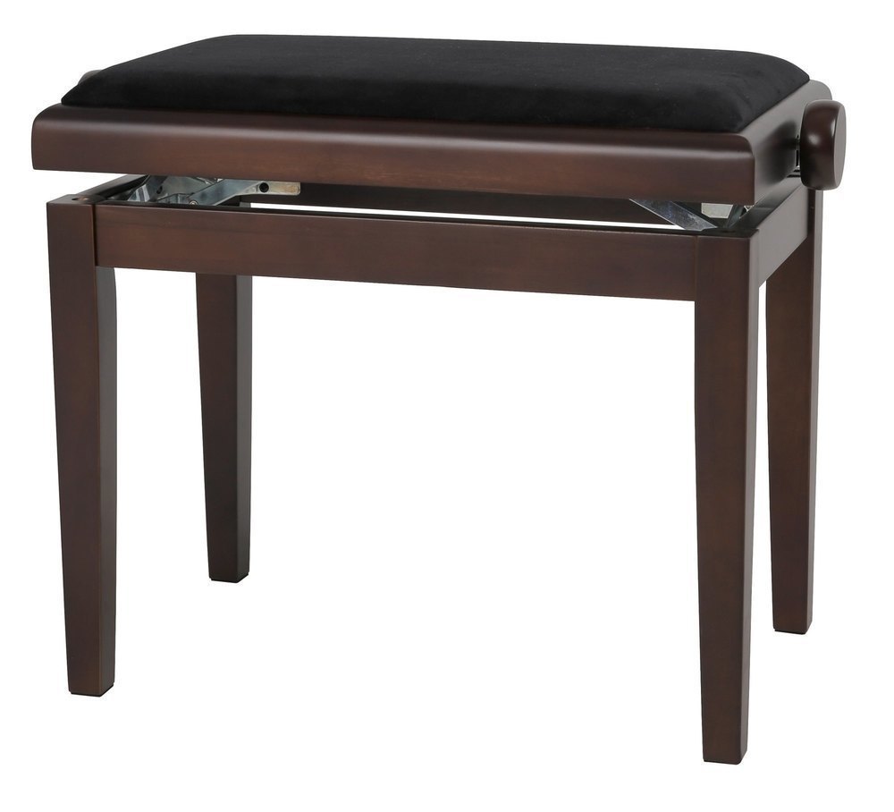 Piano bench Deluxe walnut dark mat Black cover